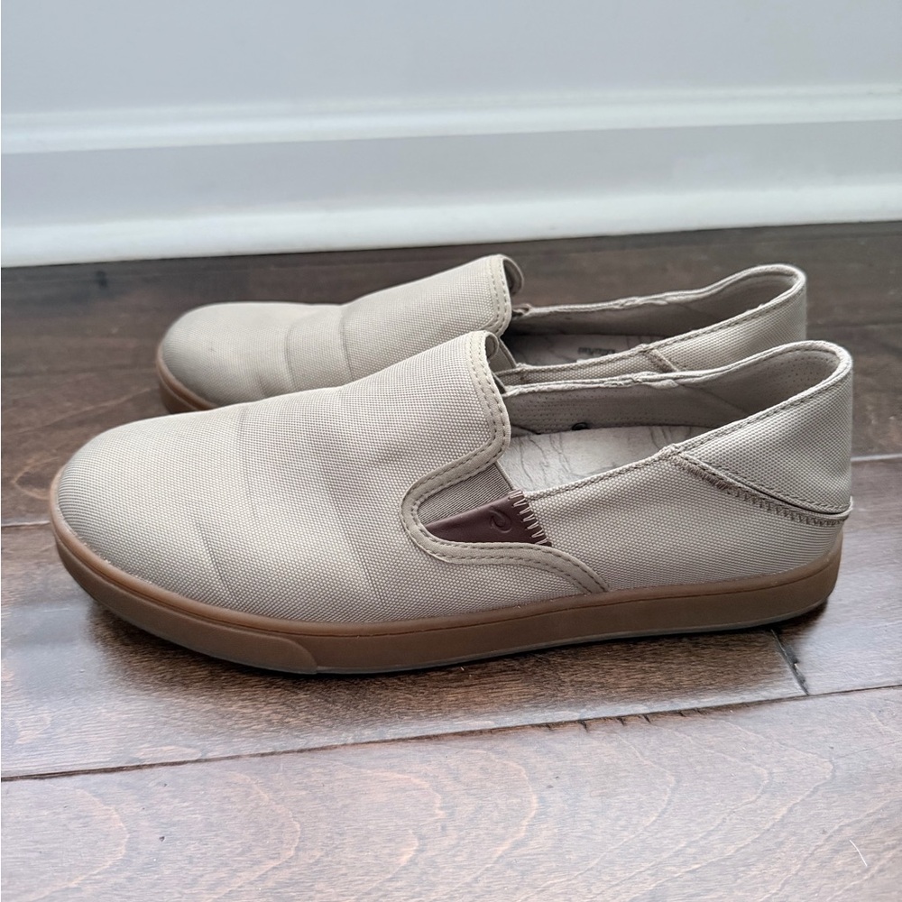 Olukai Brown Leather Slip On Loafers KAHU Men's Drop Heel Shoes Size 10